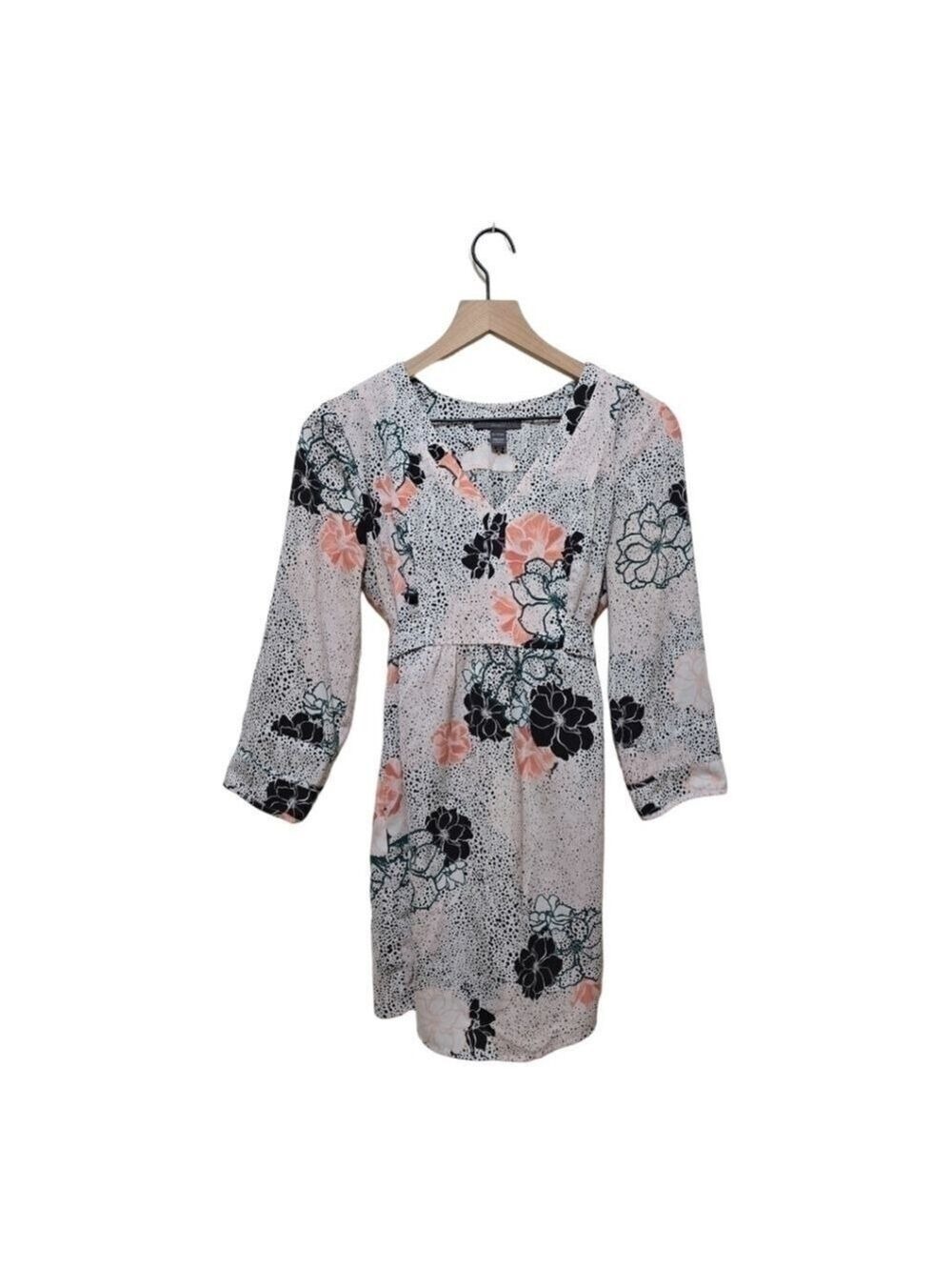A Pea In The Pod Floral V-Neck 3/4 Sleeve Tie Waist Tunic Top Sz S